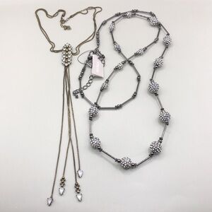 Chico's Fireball Layla Long Necklace + Lariat Style Necklace Trendy Statement